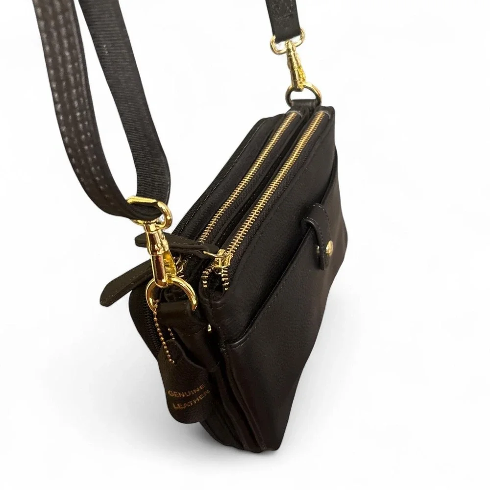 Roma Leathers Concealed Carry Crossbody Bag Black Leather CCW Purse